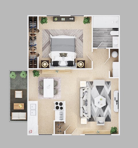 1-bedroom floor plan.